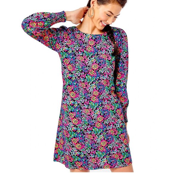 Lilly Pulitzer Dresses & Skirts - Lilly Pulitzer Diann Long Sleeve Mini Dress Smocked Printed Cotton XS New